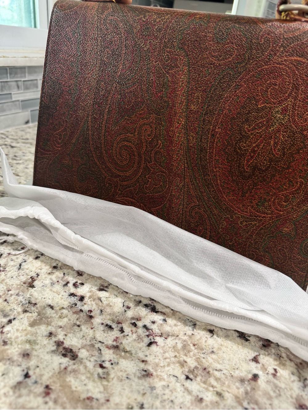 Etro Paisley Top-Handle Bag in Brown and Red Tones - Picture 12 of 16